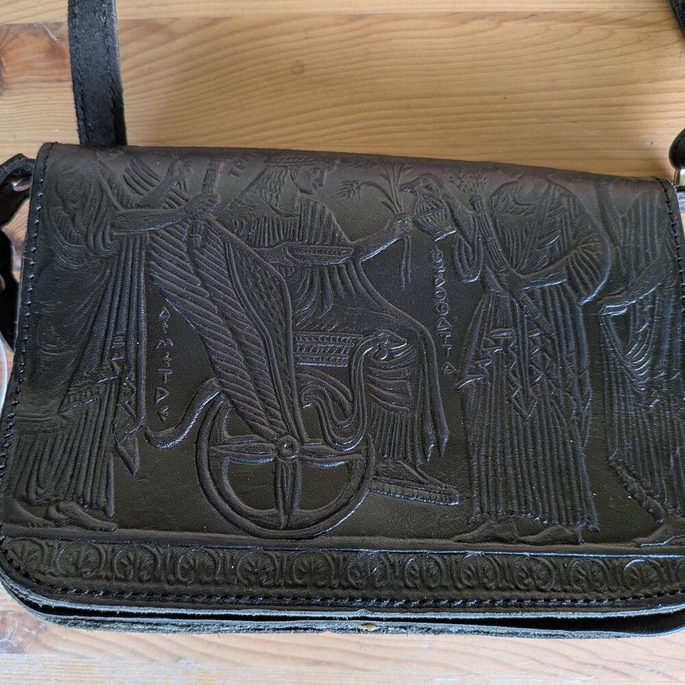 Kouros Embossed Leather Purse Made in Greece